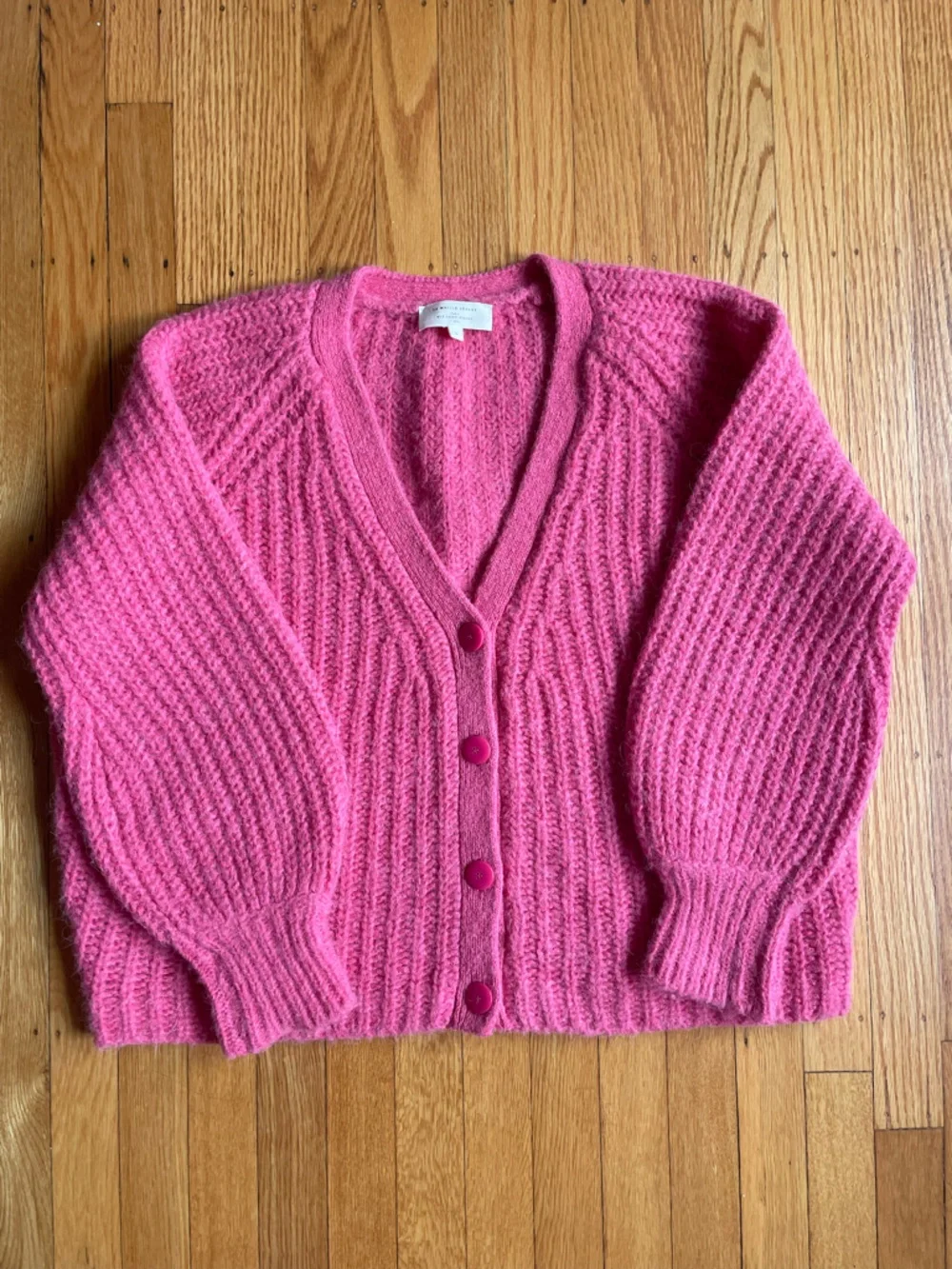 Sezane Basile Pink Ribbed Button Cardigan - Picture 6 of 6